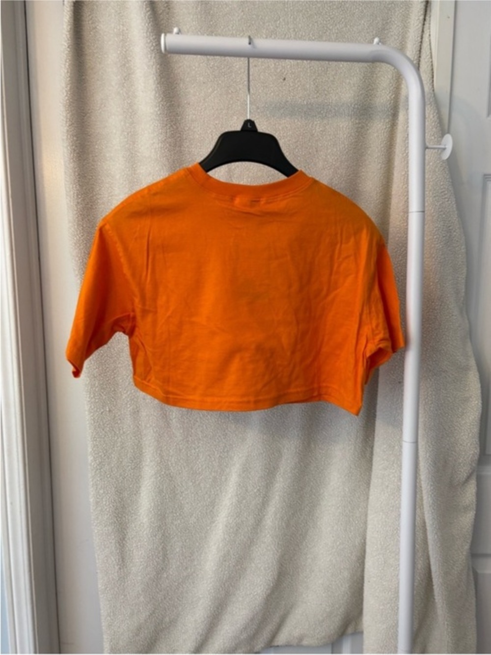 New H&M Orange Crewneck Cropped T-Shirt Size Small Cotton - Picture 7 of 12